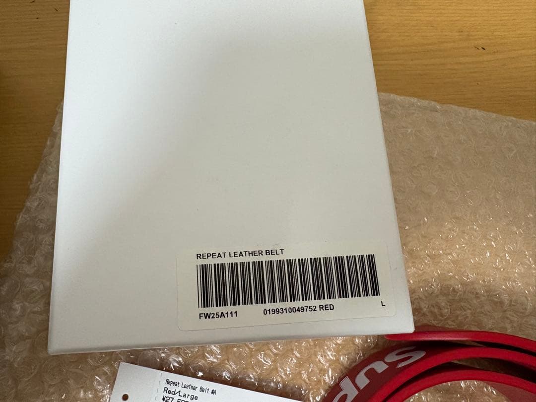 シュプリーム　supreme ベルト 25FW レッド　Lサイズ 新品未使用