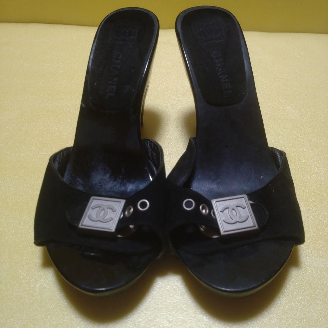 CHANEL ブラック ミュール サンダル