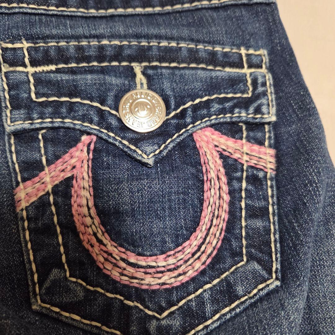 極美品TRUE RELIGIONブーツカット・フレアデニム・ダークブルーW25