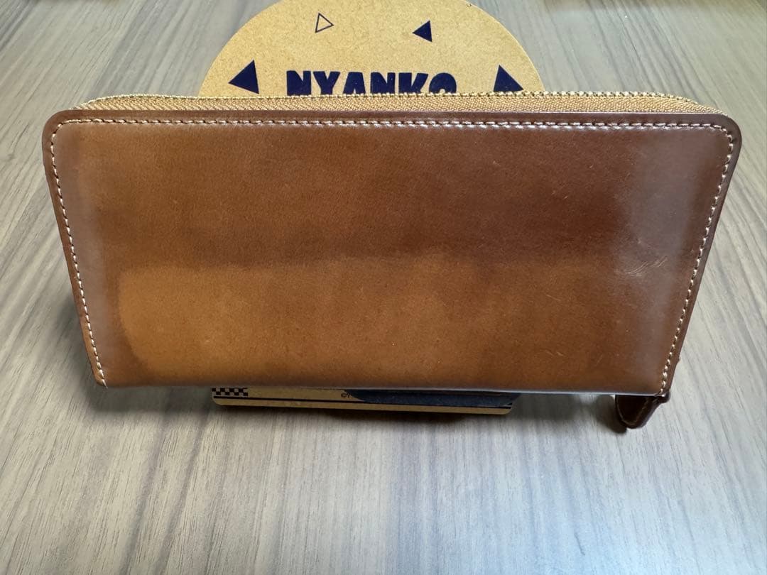 【最終値下げ】GANZO シェルコードバン2 ラウンドファスナー長財布ナチュラル