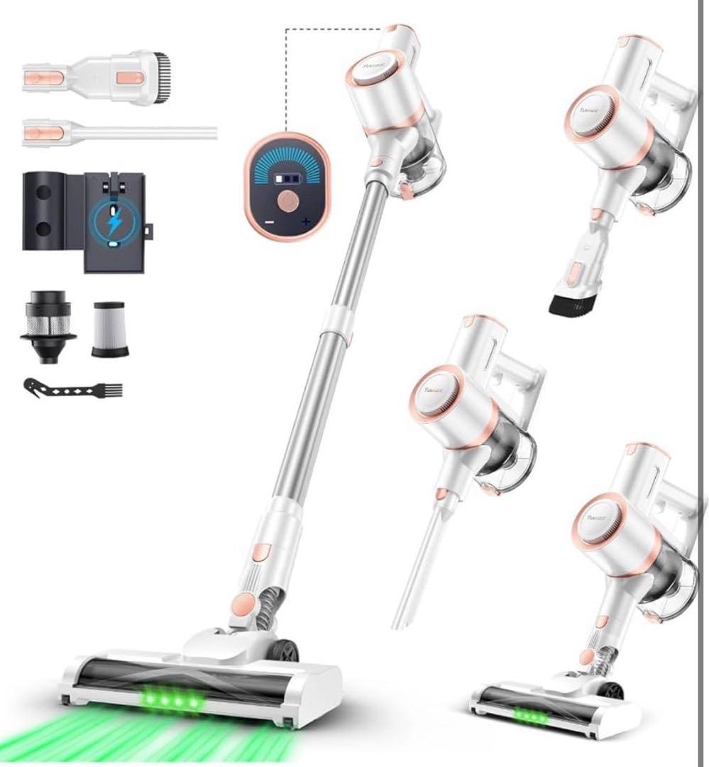 掃除機 コードレス70Kpa超強力吸引LEDライト＆2in1置くだけ充電スタンド