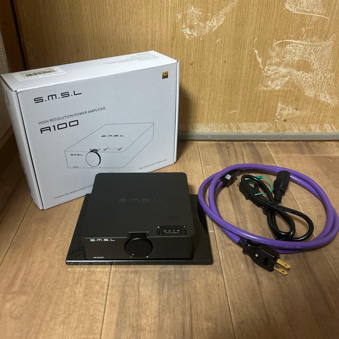 SMSL A100 SW対応デジタルパワーアンプ 高音質電源ケーブル付き