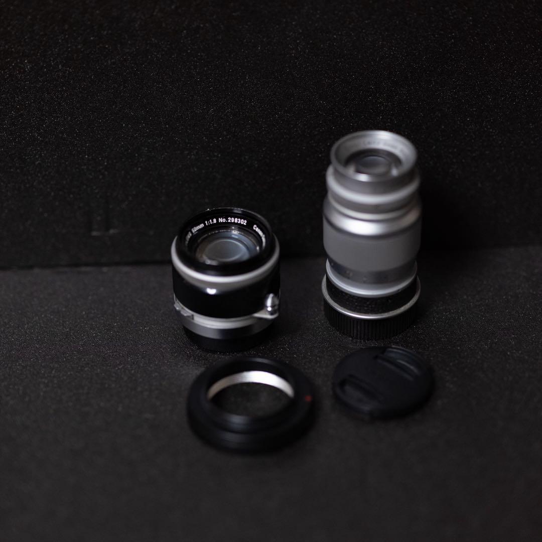 ELMAR 90mmf4canon50mmF1.8 オールドレンズアダプター付き