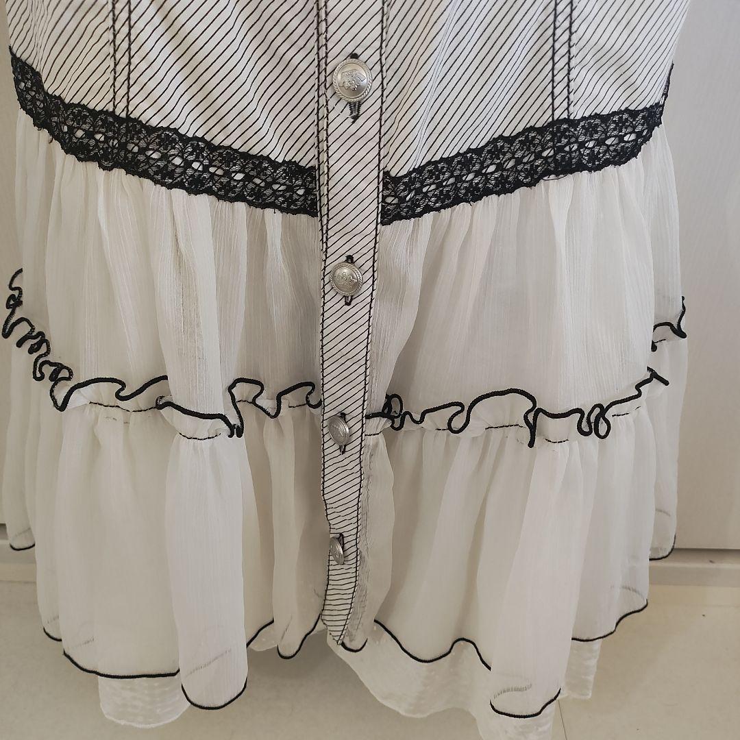 ALGONQUINS ノースリーブホワイトワンピース フリル付き