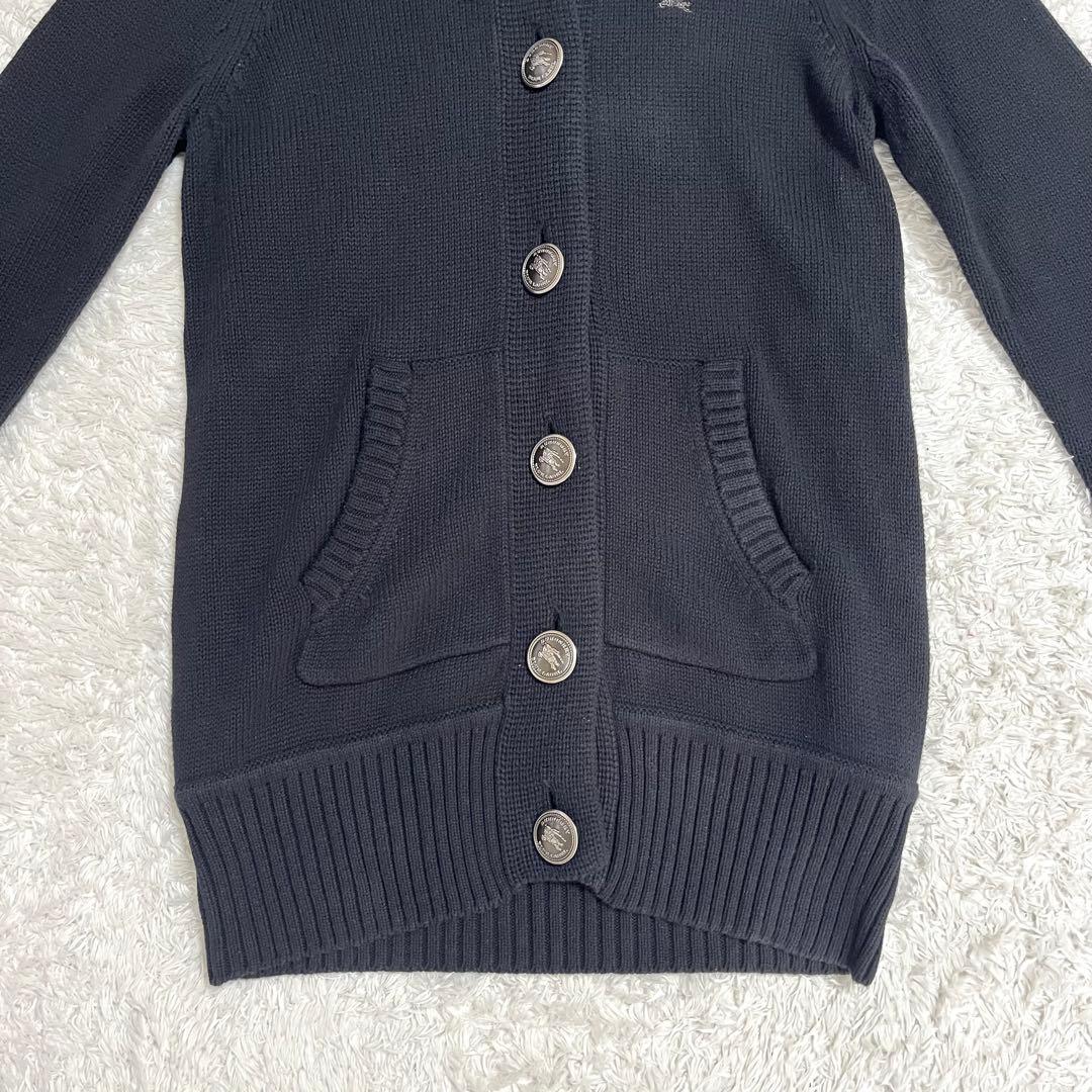 超希少✨バーバリー BURBERRY カーディガン メタルボタン 黒 38 ロゴ