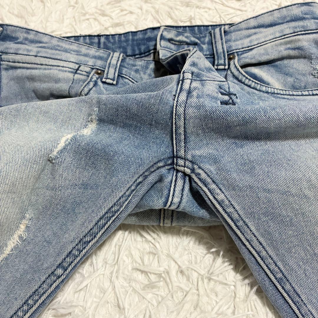 【KSUBI】スビ ダメージ加工ストレッチデニムパンツ クラッシュデニム 29
