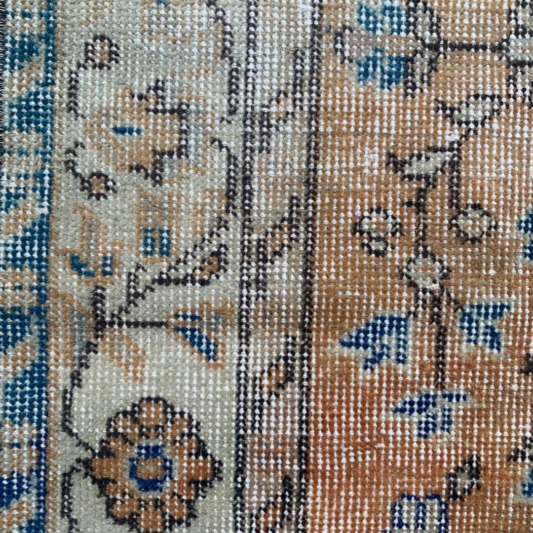 トルコヴィンテージラグ　 シャビーオレンジ　200×114 幅広　 ボタニカル