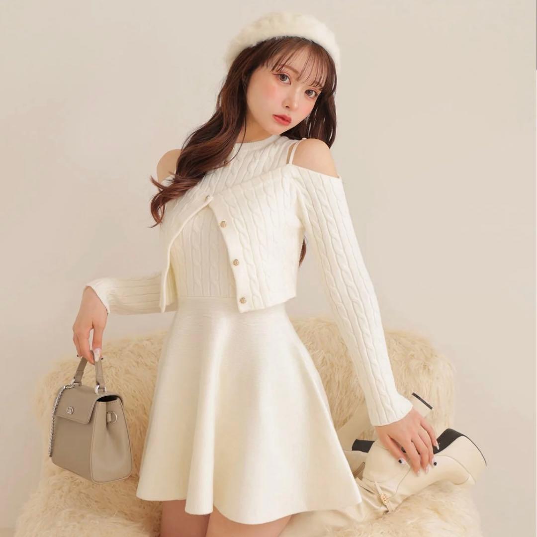 エムミーエメ Cable knit layered onepiece