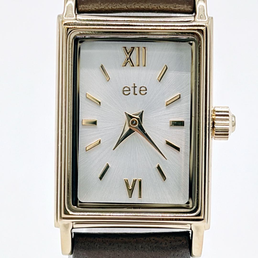 ete 腕時計 ダイヤ付 ゴールド×グレージュ ナチュラル 大人 美品