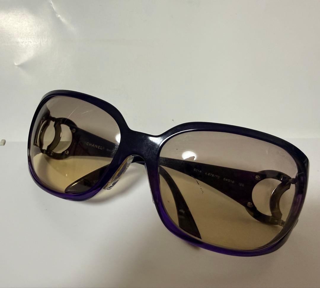 CHANEL 紫 サングラス ダブルCロゴ