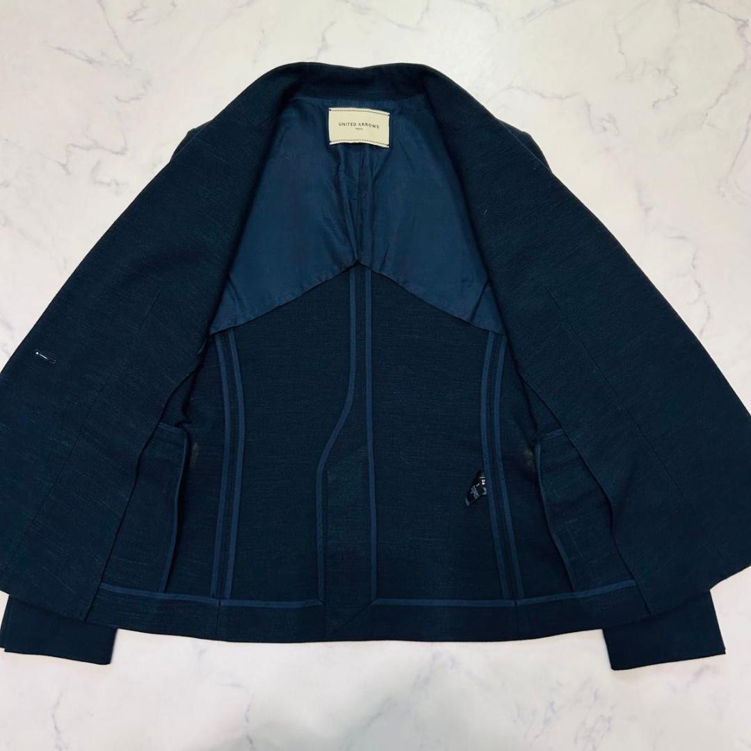 【美品】ユナイテッドアローズ シルク混 パンツスーツ ノーカラー セット S