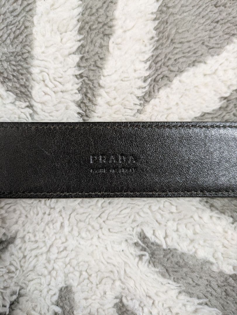 【PRADA】プラダ ブラック カーフレザーベルト 85