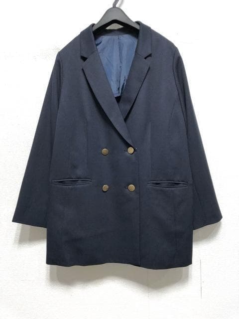 新品☆4L紺系♪ダブルおしゃれスーツ3点セット♪お仕事・通勤〇D189