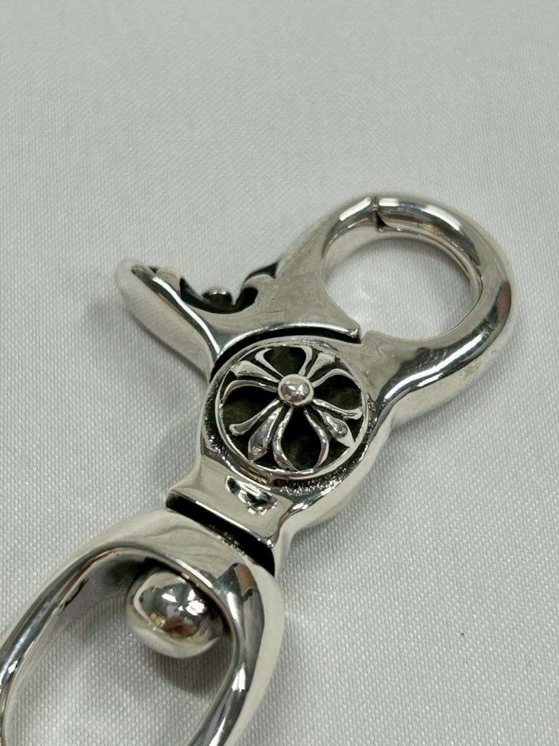 シルバー925刻印キーチェーン キーリングカラビナ【匿名配送】ポーチクロス付