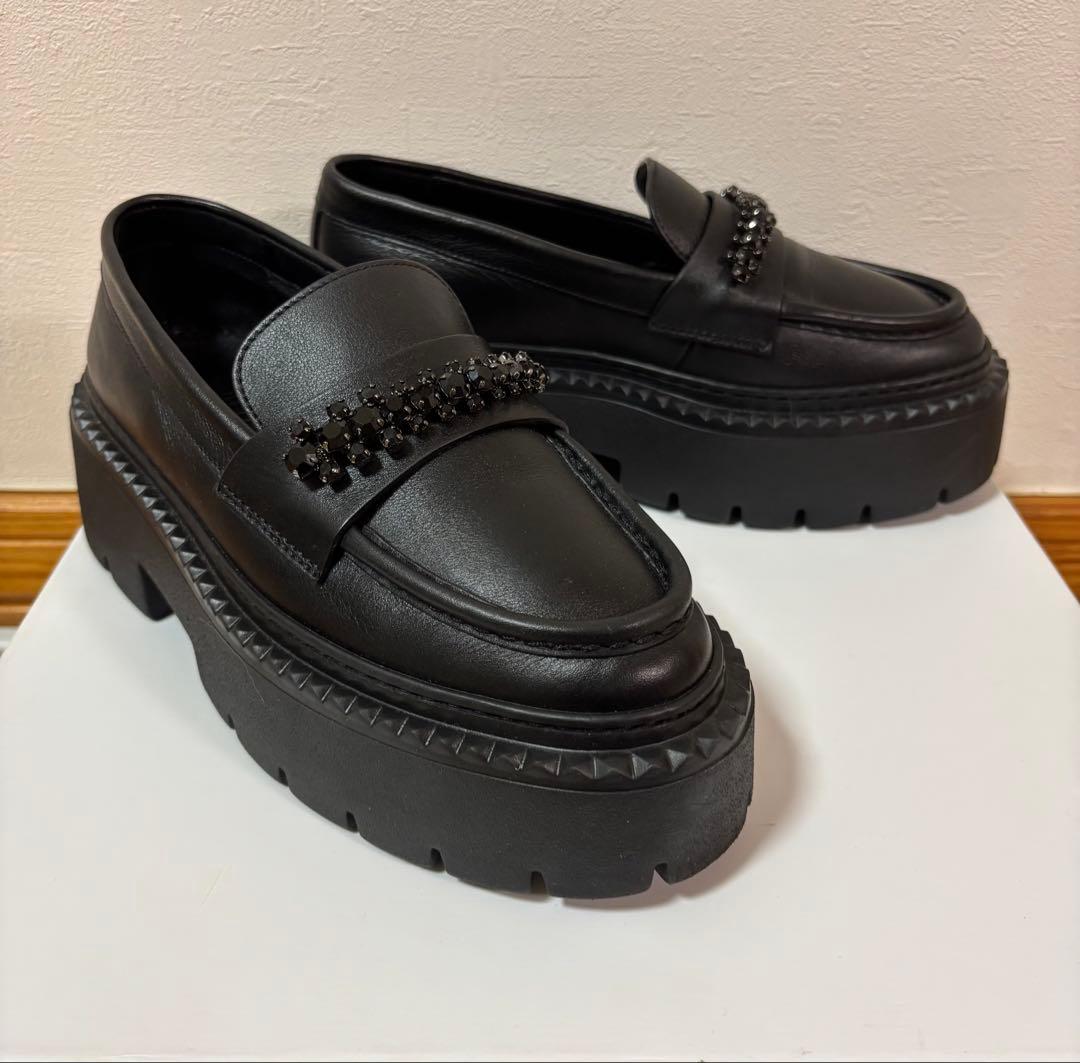 ジミーチュウ ローファー ビジュー プラットフォームBRYER ブラック 厚底