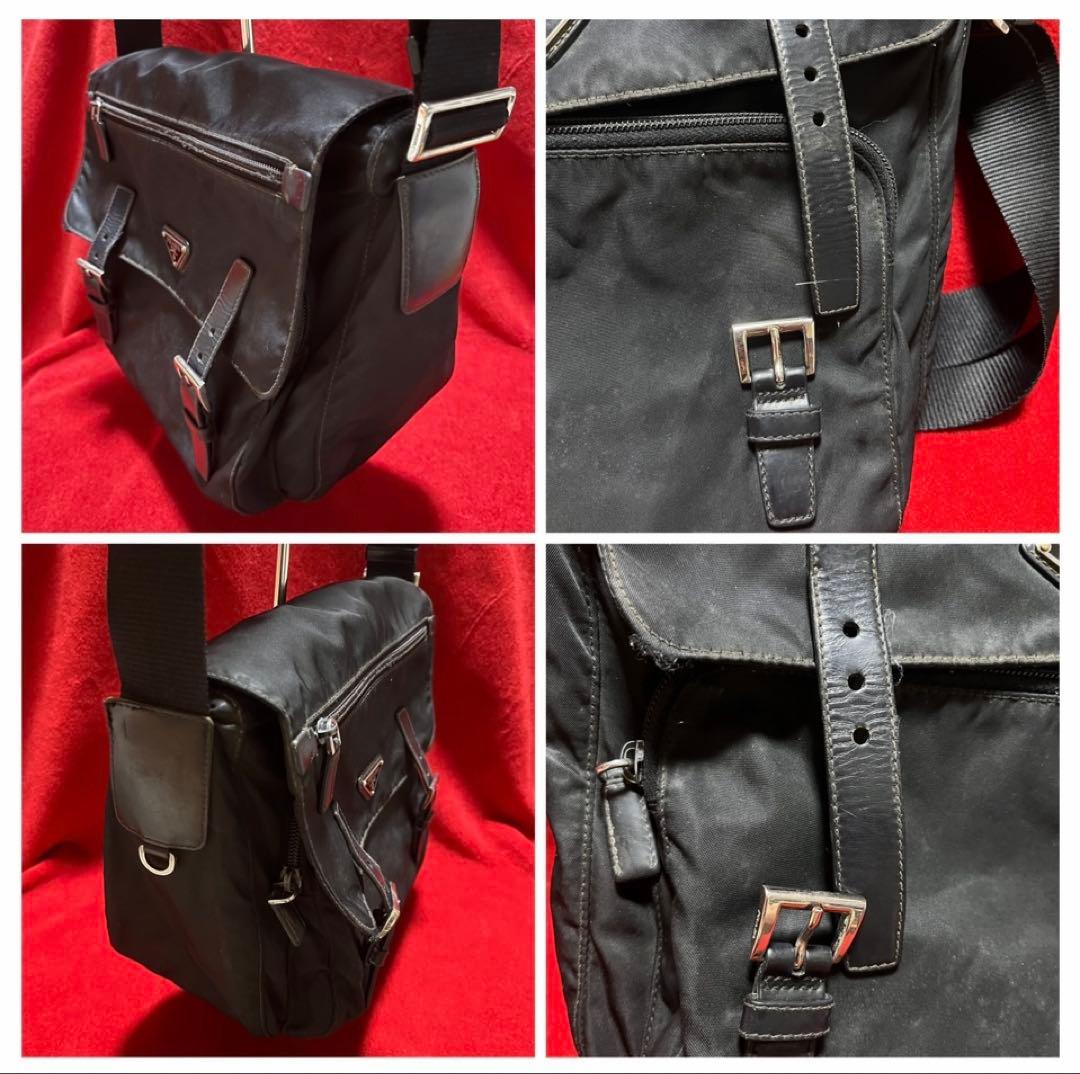 [PRADA]三角ロゴプレート ポコノ メッセンジャーバッグ/ショルダーバッグ黒