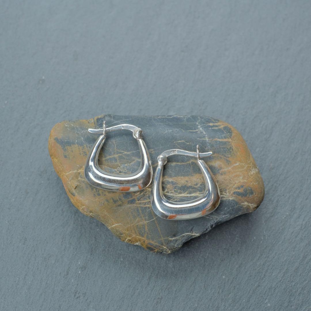 シルバー925 Silver スクエアフープピアス/軽研磨仕上げ/両耳