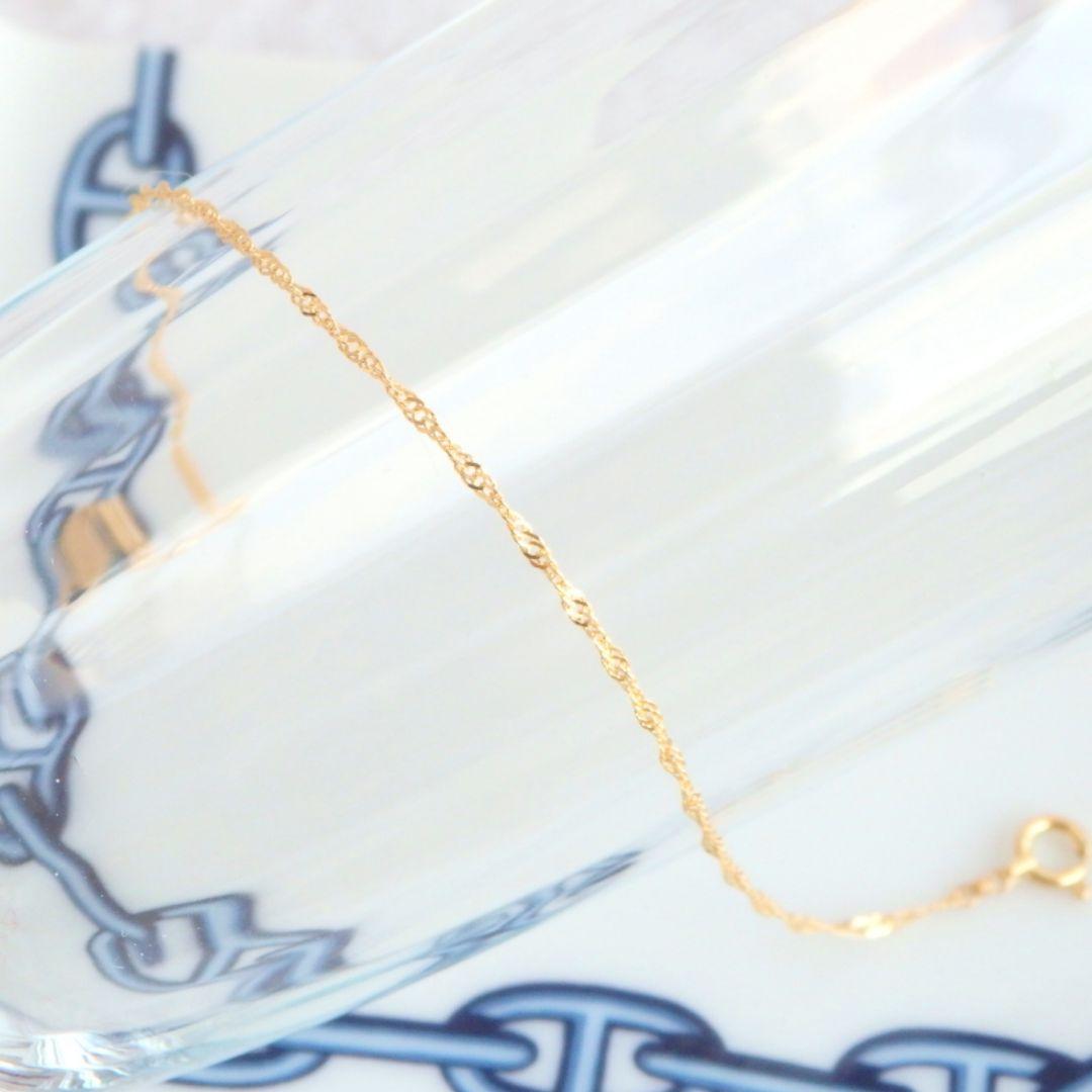 まる　k18アンクレット　スクリューチェーン　1.3㎜幅　つけっぱなし