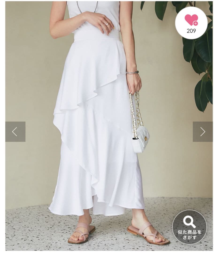 【新品未使用】ラ ブティックボンボン　アシメラッフルスカート　ホワイト