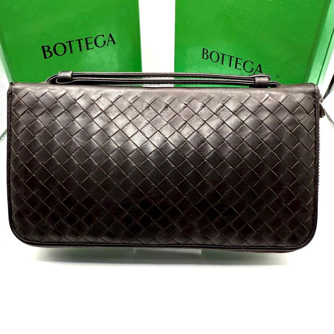 ボッテガヴェネタ オーガナイザー イントレチャート ダークブラウン レザー