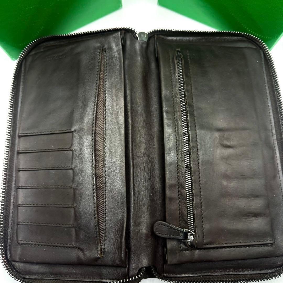 ボッテガヴェネタ オーガナイザー イントレチャート ダークブラウン レザー