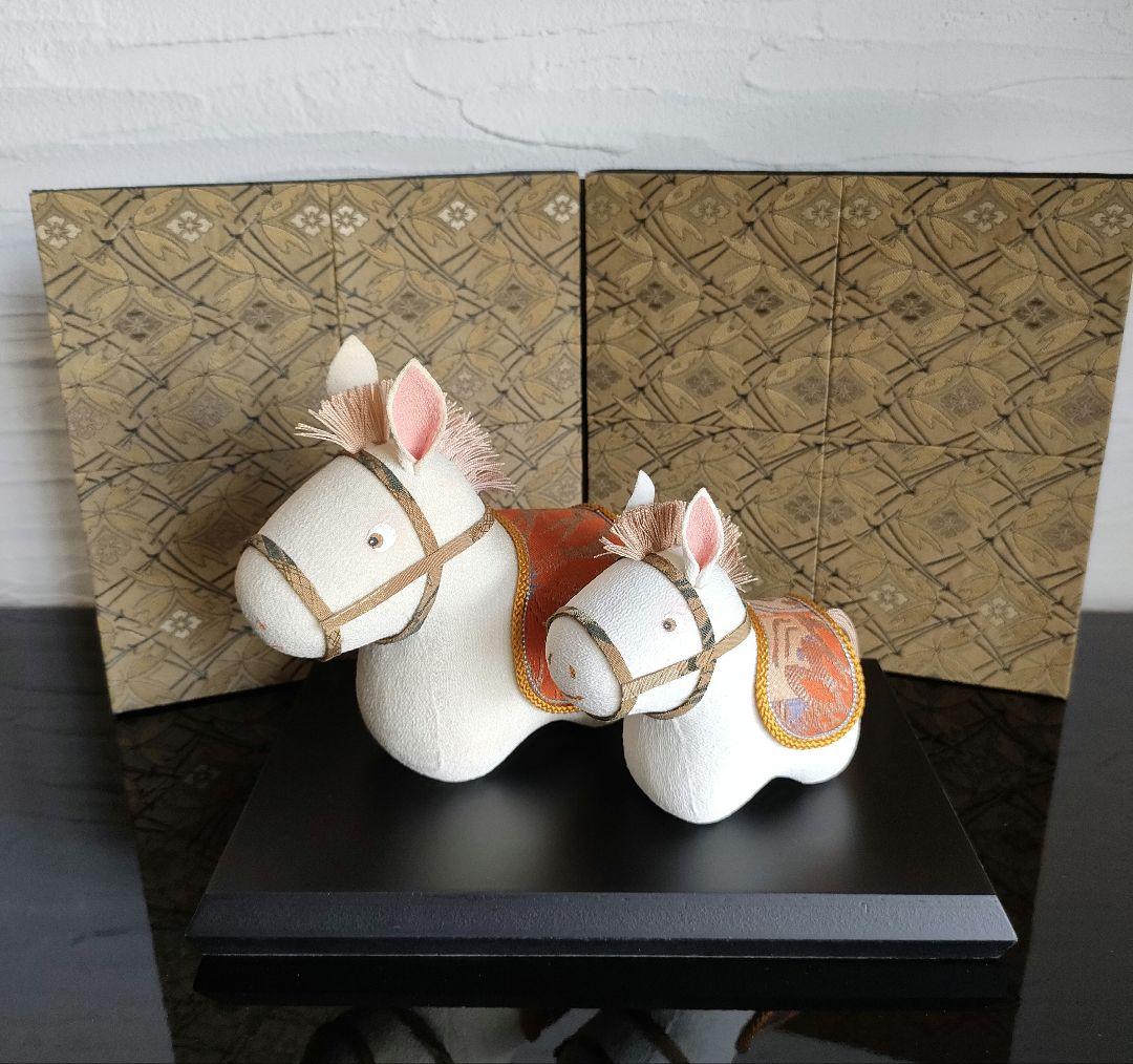 創作人形　午　干支　お正月飾り　縮緬　親子一点物