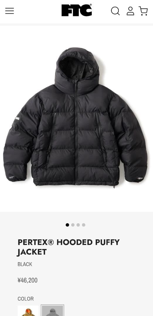 C*d様 PERTEX® HOODED PUFFY JACKET BLACK M