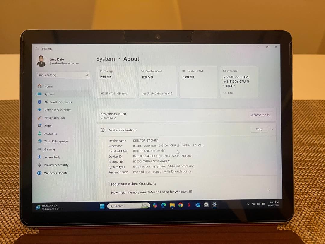 Microsoft Surface シルバー本体 ブラウンキーボード 充電器付き