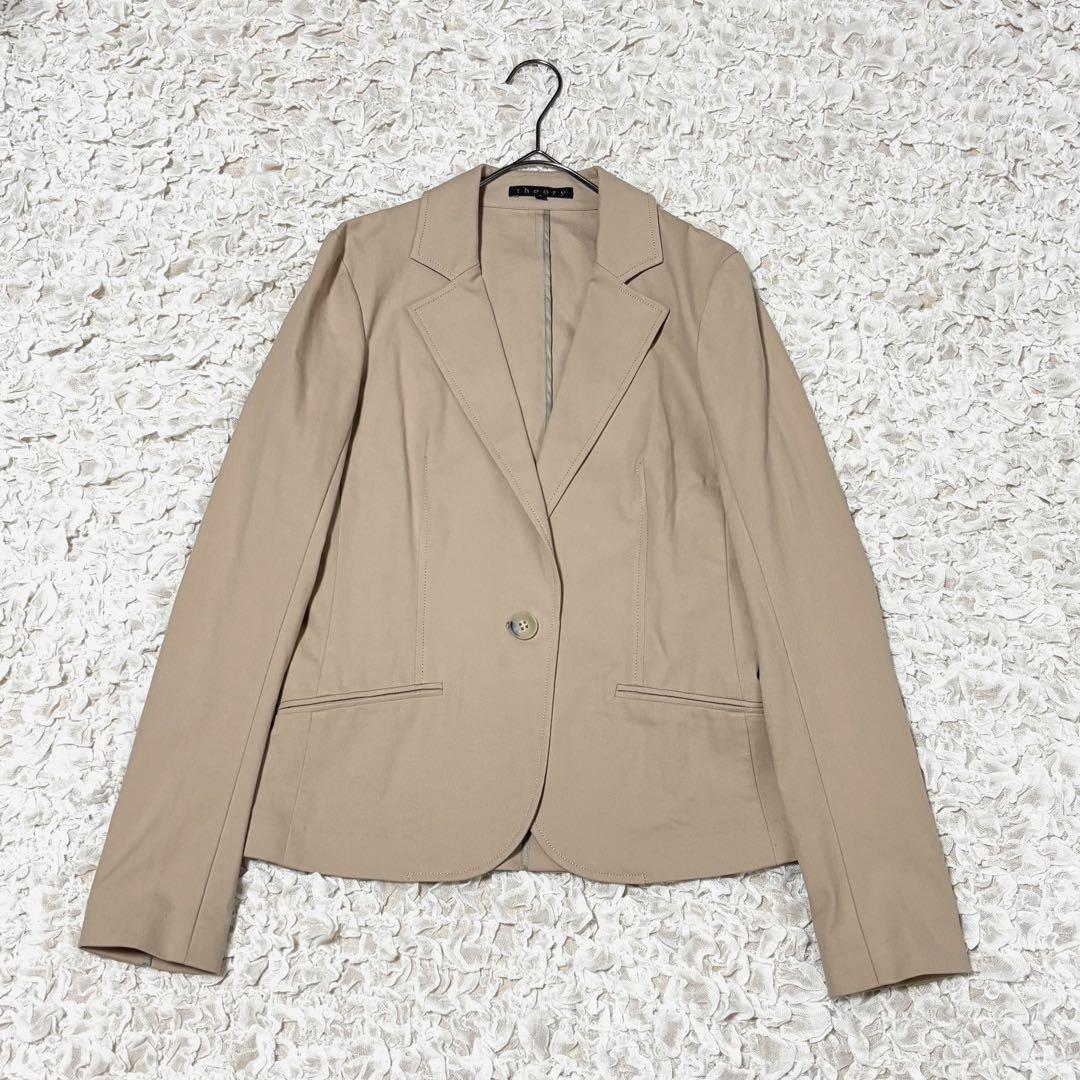 美品 セオリー パンツスーツ セットアップ 伸縮性 シングル 1B ベージュ S