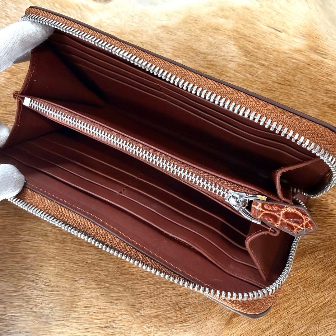 新品 JRA 桐箱付 定15万 最高峰 クロコダイル ポロサス 一枚革 長財布