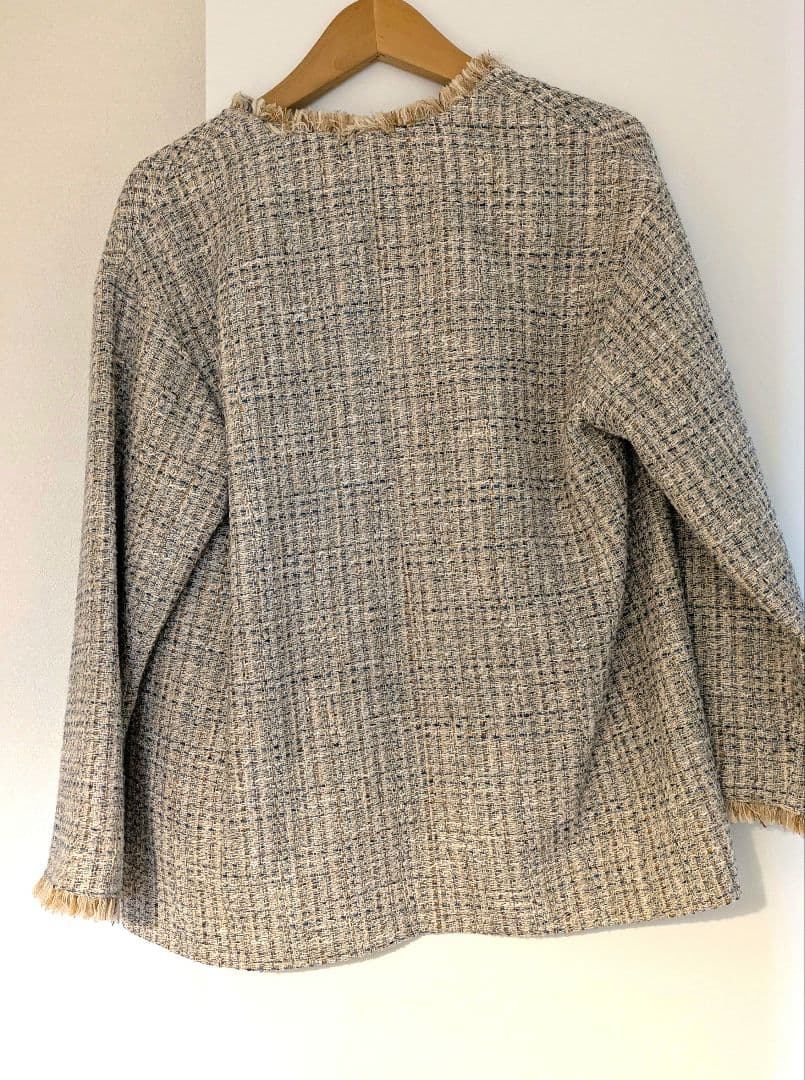【おらふ】ツイード ポケット ノーカラー ジャケット 38サイズ