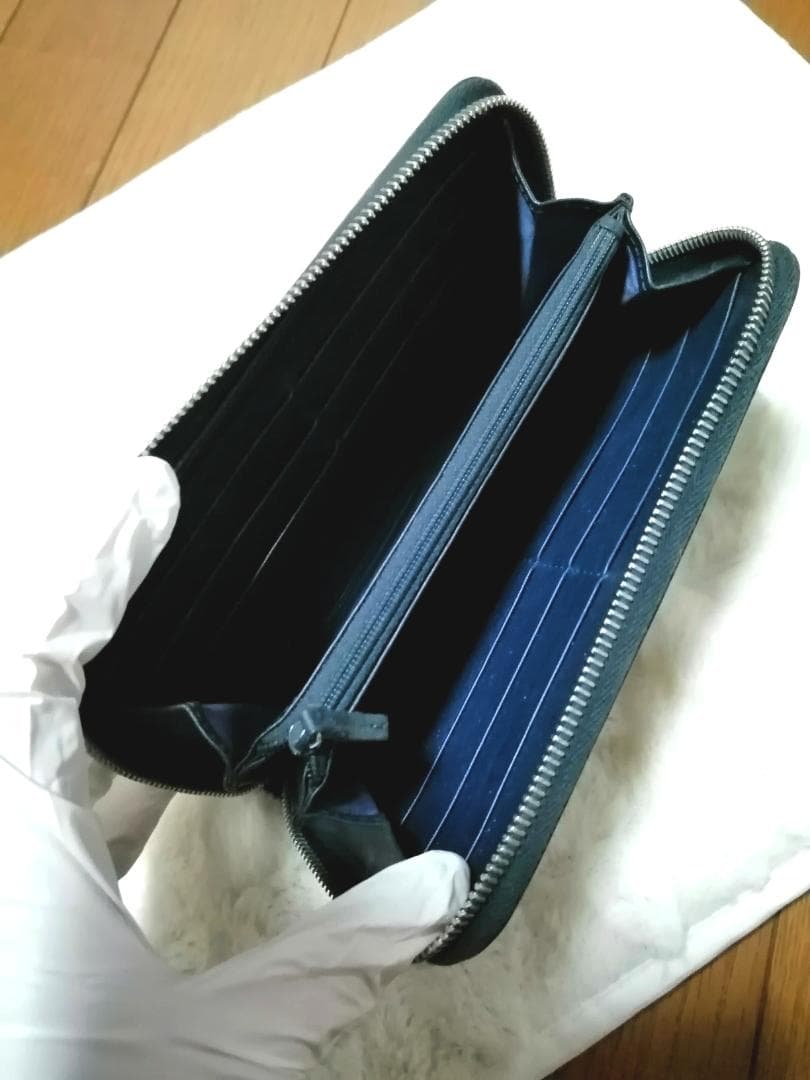 グッチ マイクロシマ GG柄 ラウンドジップ 長財布 型押し レザー ブラック