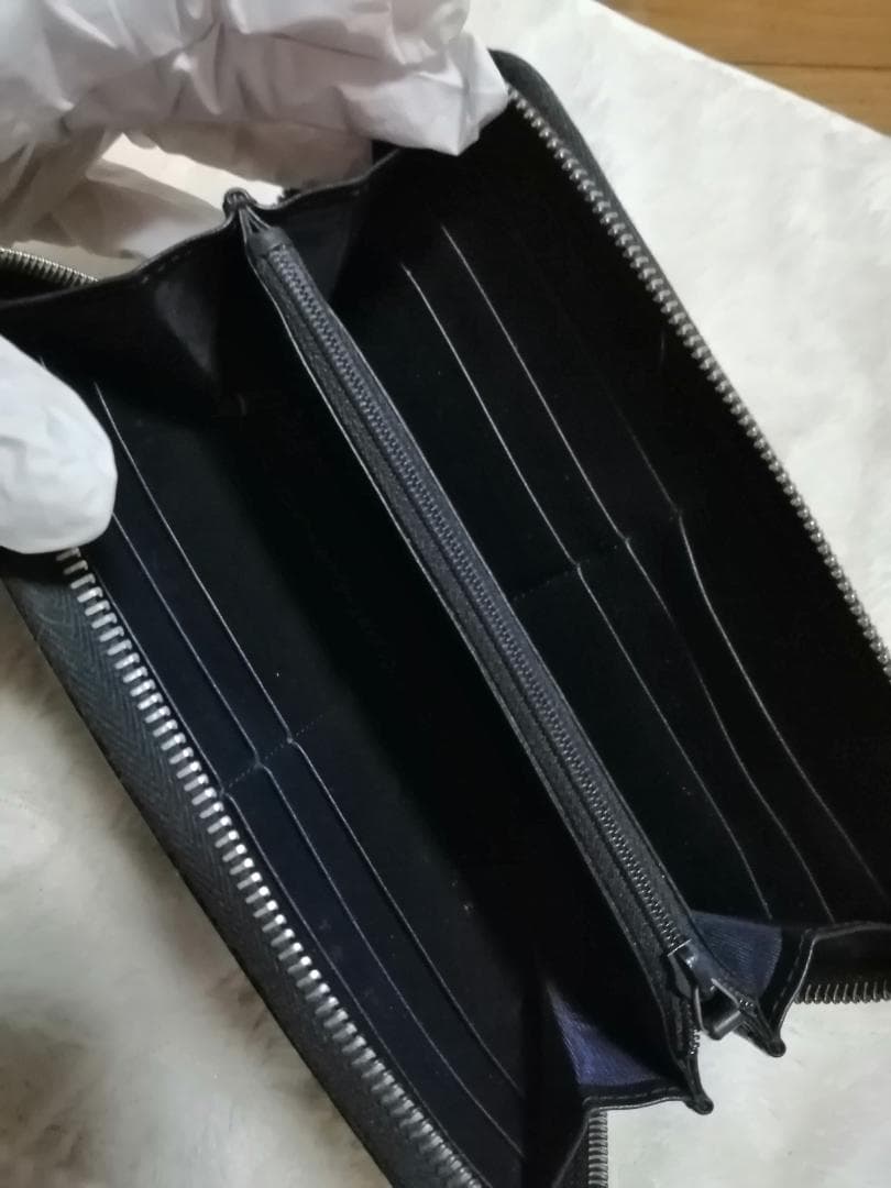 グッチ マイクロシマ GG柄 ラウンドジップ 長財布 型押し レザー ブラック