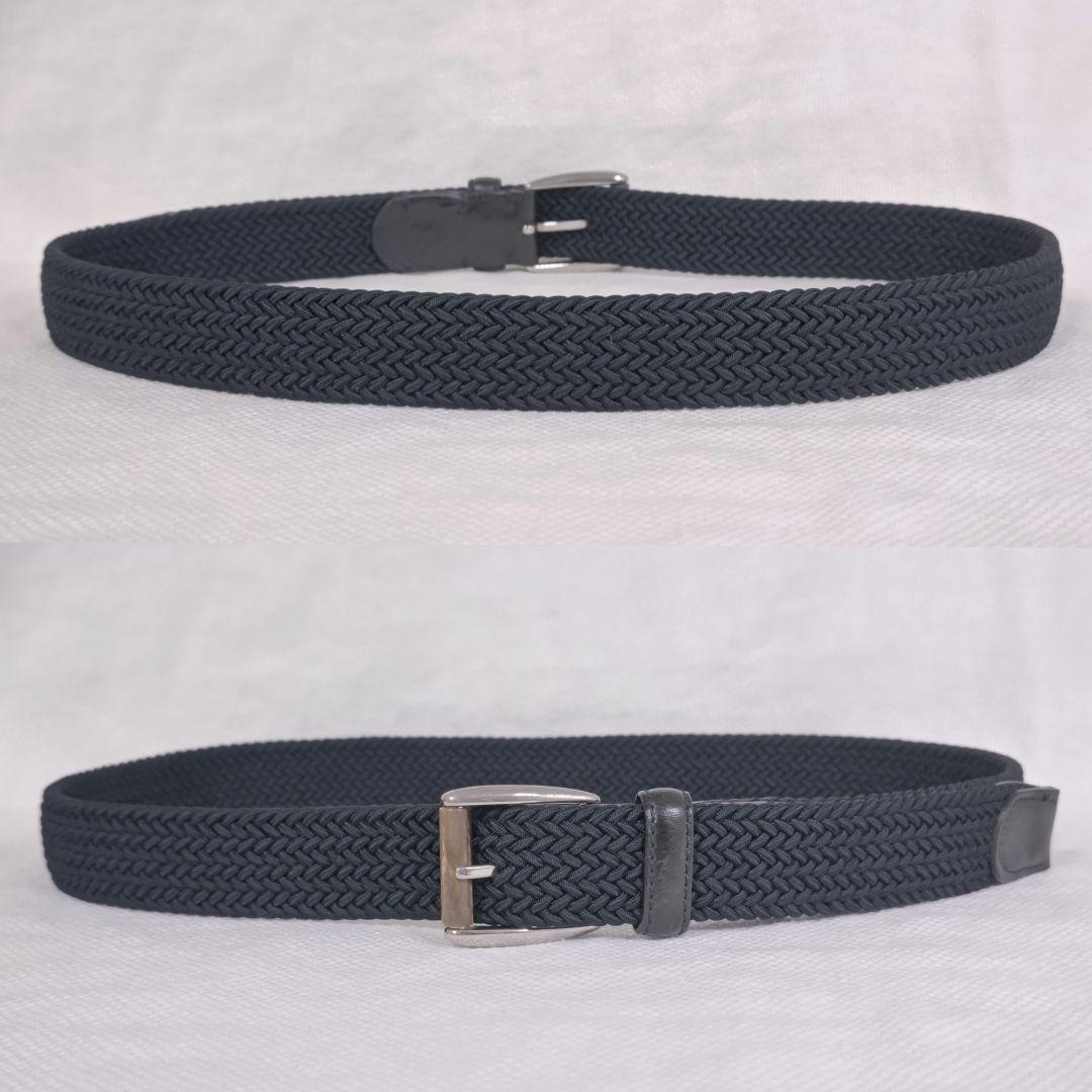 エルメネジルドゼニアErmenegildo Zegna編込メッシュレザーベルト紺