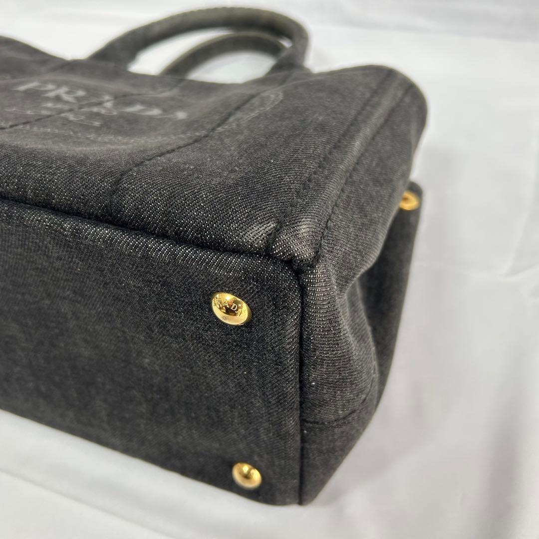 美品　プラダ　カナパ　2way　トートバッグ　デニム　ショルダーバッグ　ブラック
