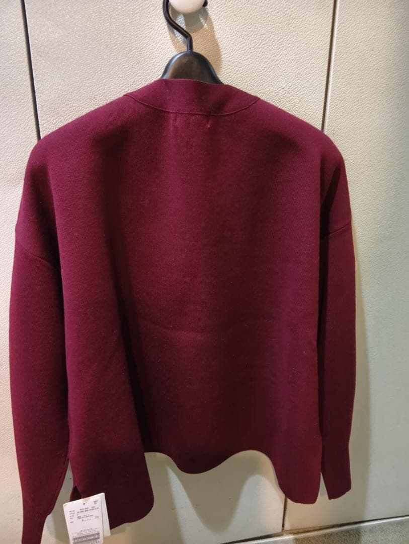 IENA スーパーファインスムース ショートカーディガン　ボルドー