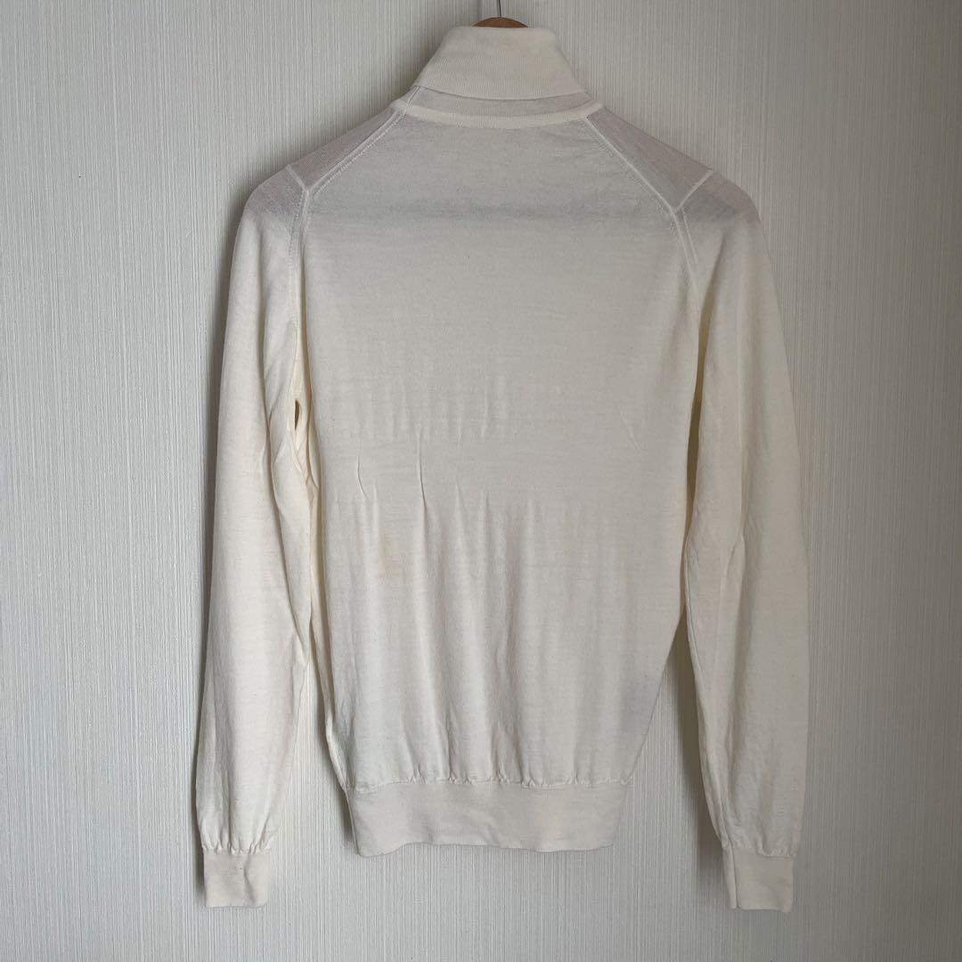 JOHN SMEDLEY ホワイト タートルネックセーター S