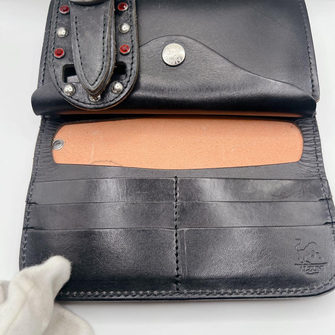 ALZUNI アルズニ 桜 カットワーク レザー ロングウォレット コンチョ