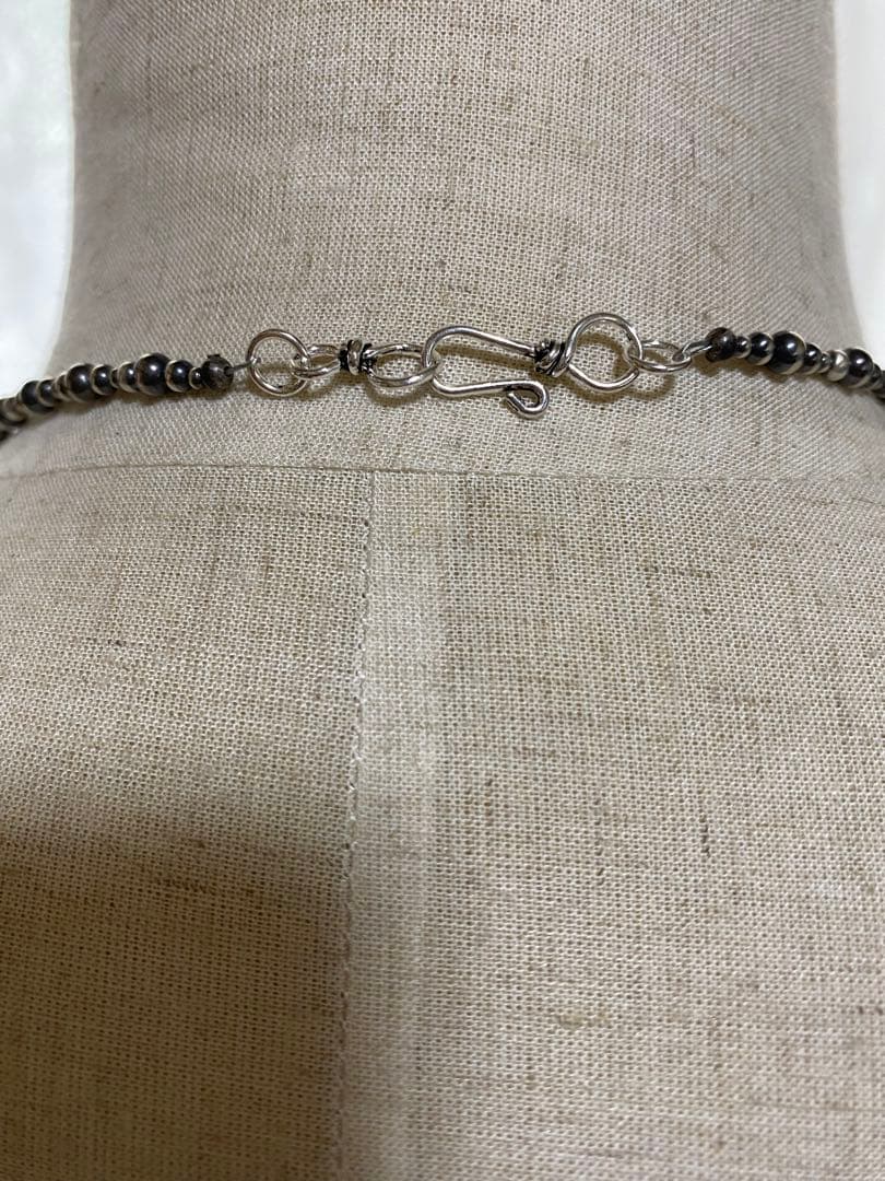 ナバホ ビーズ パール シルバー silver 925 ネックレス 燻銀 45