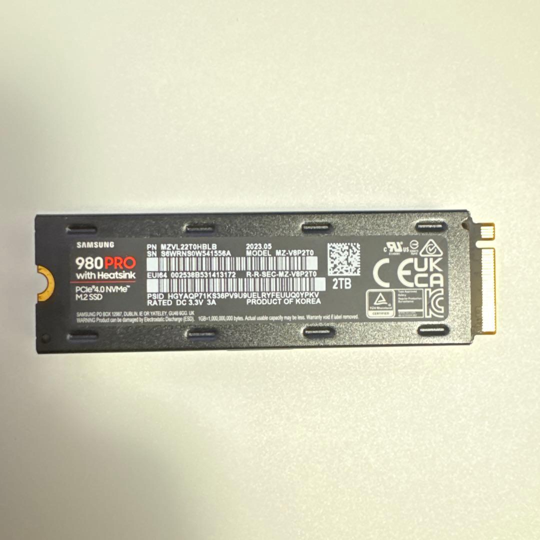 PS5対応　Samsung M.2 SSD 980 PRO 2TB ヒートシンク