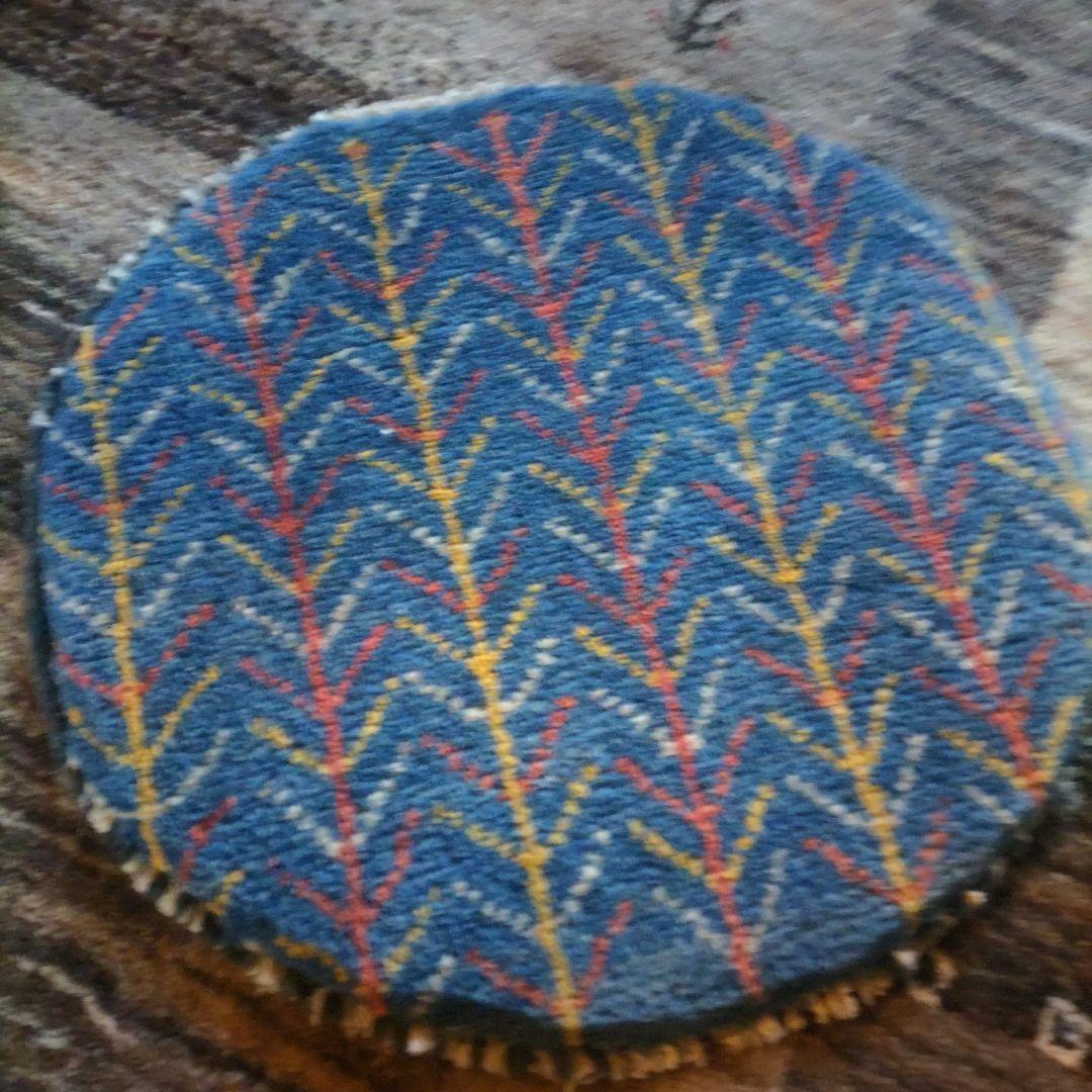 イラン シラーズ ギャッベ 座布団 手織り 草木染 円 丸 チェアマット
