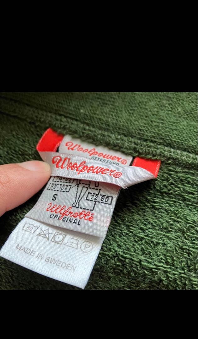 Woolpowerウールパワー ハーフジップニットセーター緑◆メンズS