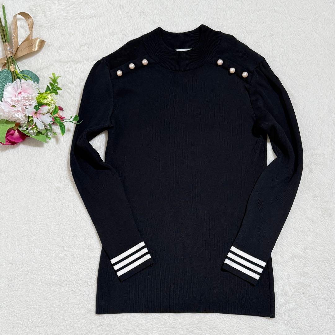 ボーダーズアットバルコニー　パール ニット　黒　36　S　現行タグ　近年