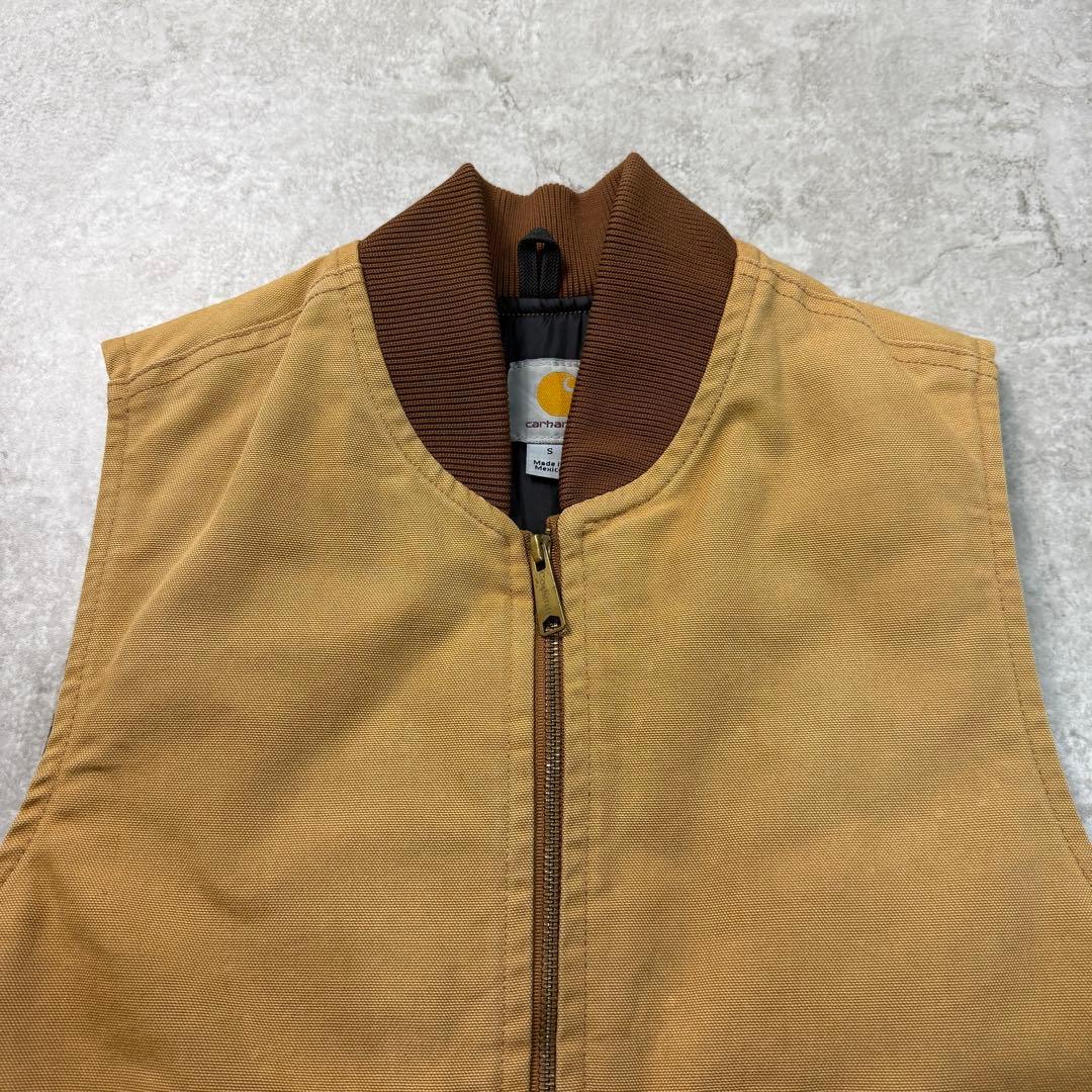 希少■carhartt カーハート【S】ダックベスト ブラウン フェード 雰囲気