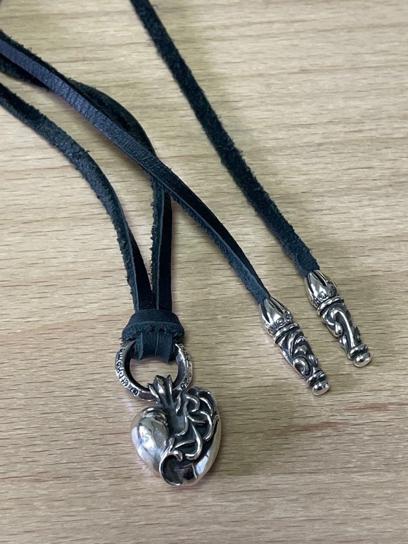 ハート チャーム レザーブレイド ネックレス シルバー ペンダント 925