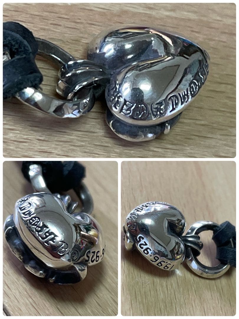 ハート チャーム レザーブレイド ネックレス シルバー ペンダント 925