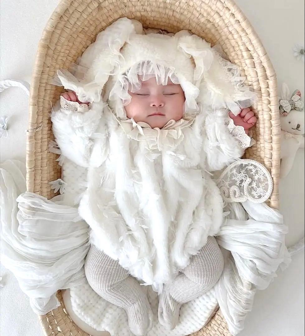 【完売品】marron ルナファー ロンパース＋うさ耳ボンネット 3〜6m