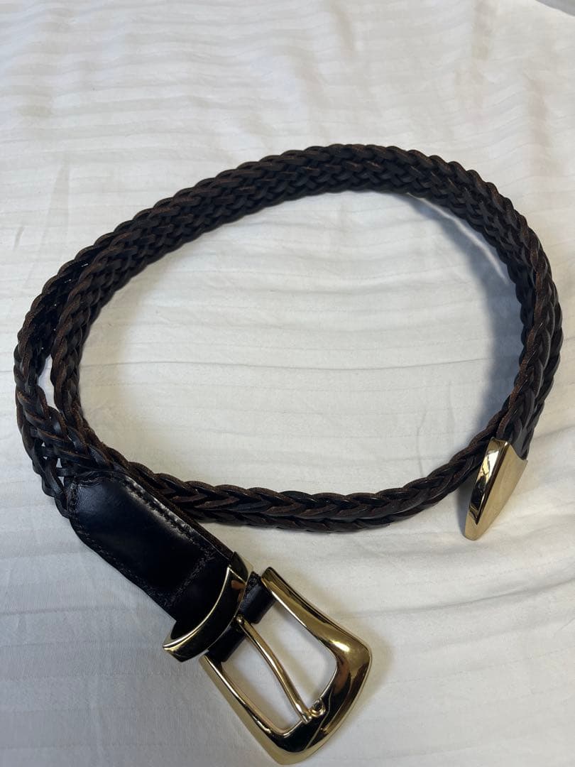 MBハイエンドレザーメッシュベルト(ゴールド) ダークブラウン Sサイズ