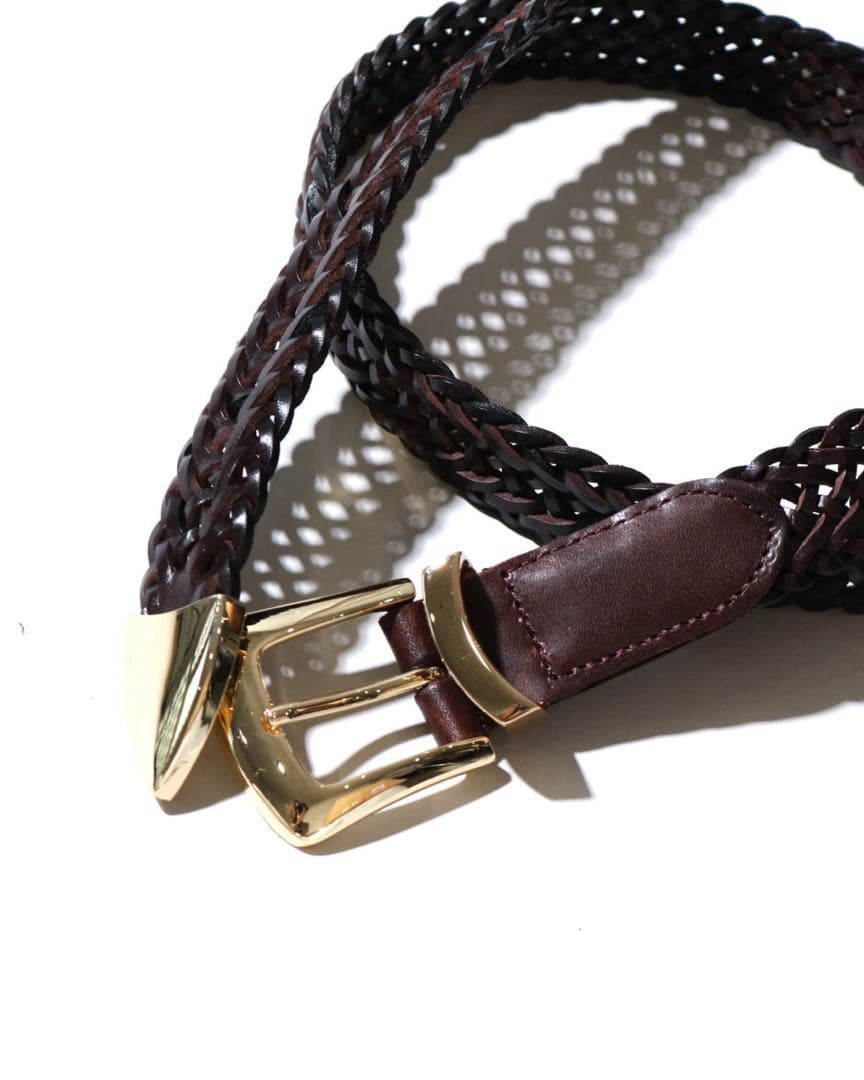 MBハイエンドレザーメッシュベルト(ゴールド) ダークブラウン Sサイズ