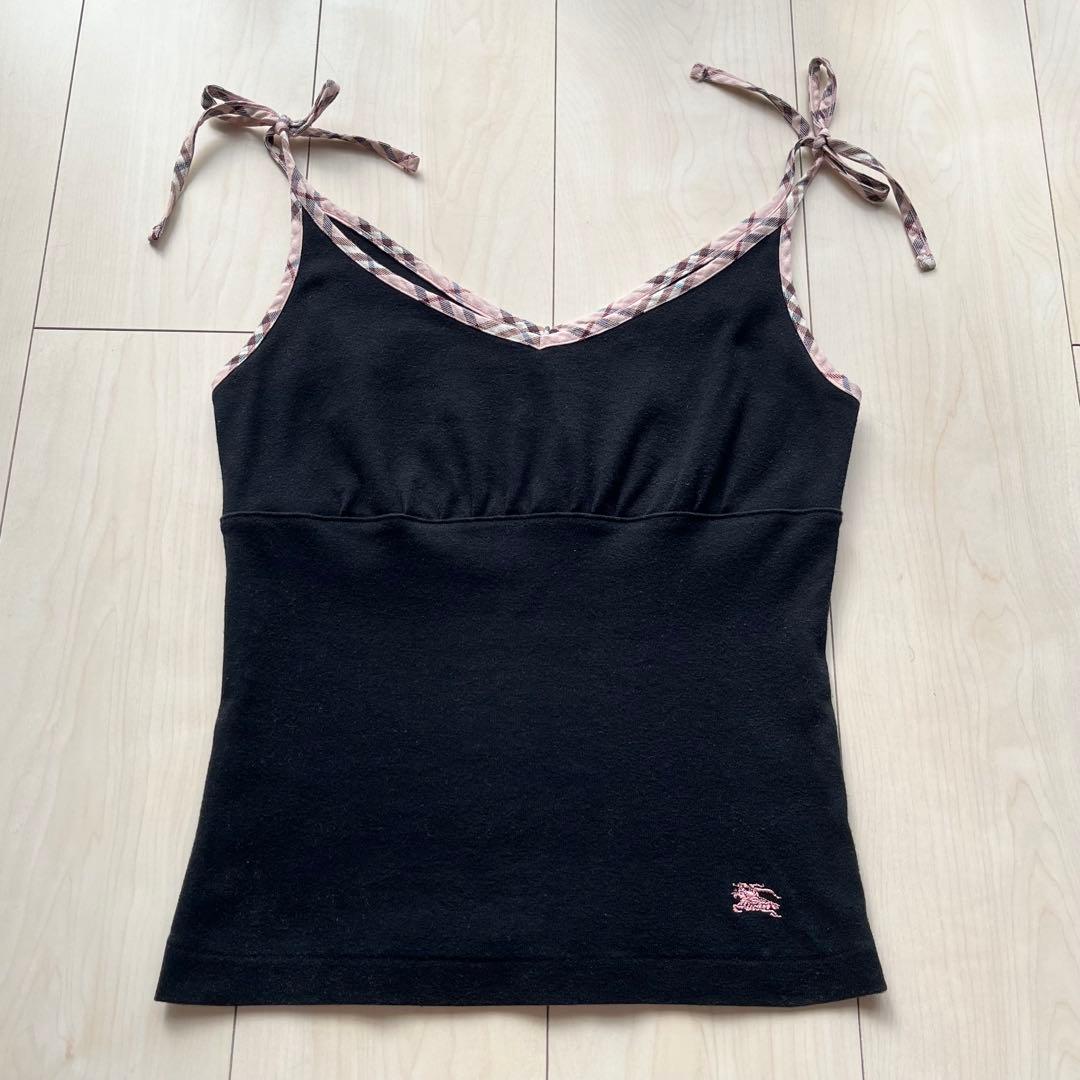 Y2K バーバリーブルーレーベル キャミソール リボン チェック 36